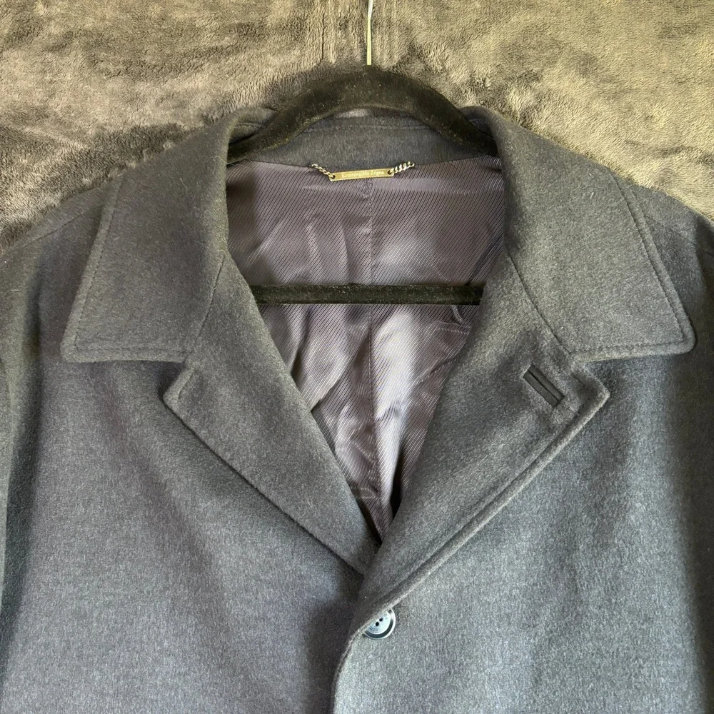 Ermenegildo Zegna Mens Wool Silk Car Coat Luxury Minimalist Fits XL Navy/Gray